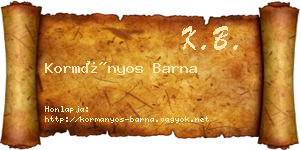 Kormányos Barna névjegykártya